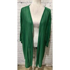 CATHERINES GREEN SEMI-SHEER OPEN DRAPE FRONT CARDIGAN SWEATER TOP 5X 34/36W NWOT